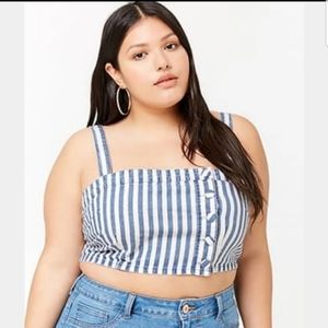 0x|Forever 21 Plus Striped Crop Top